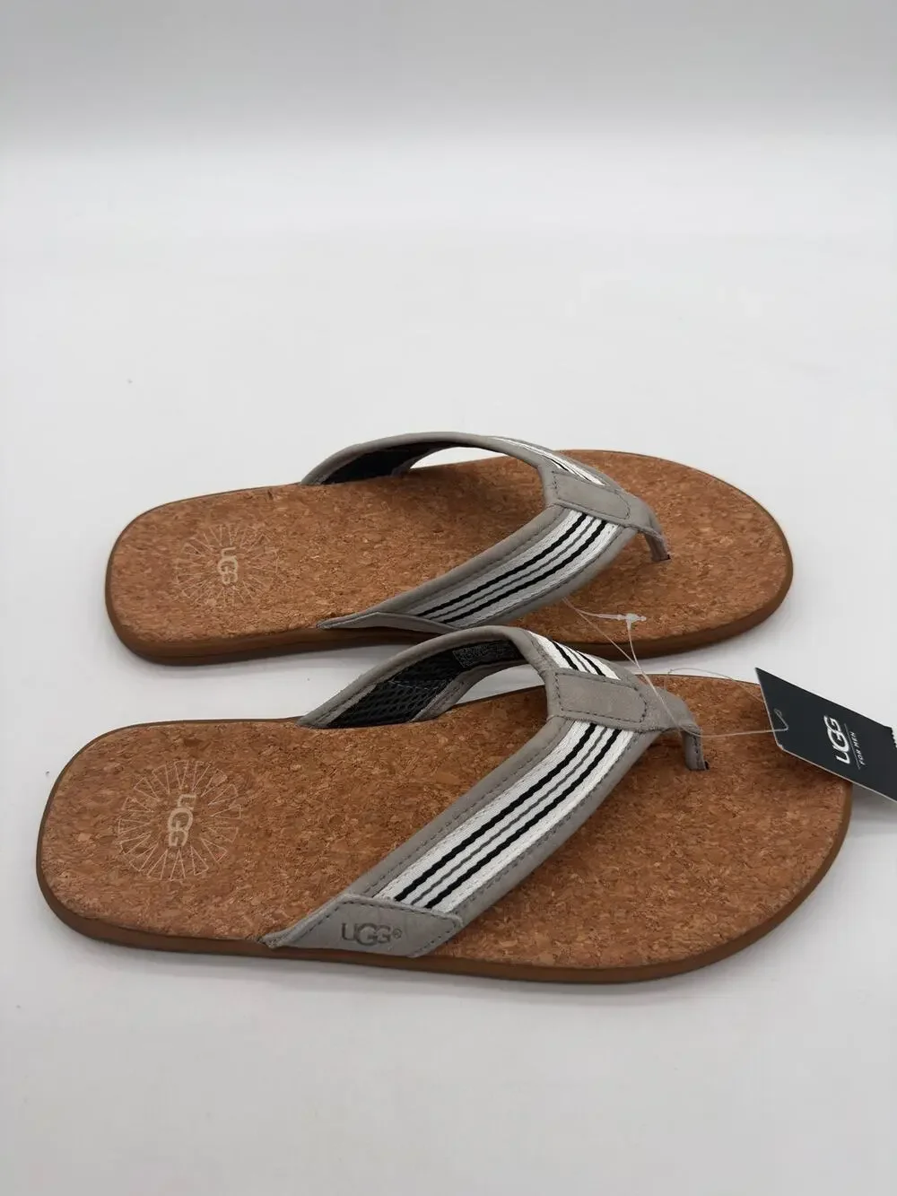 Ugg Men's Summer Beach Seaside Gray Cork Slides Comfort Casual NWB 10